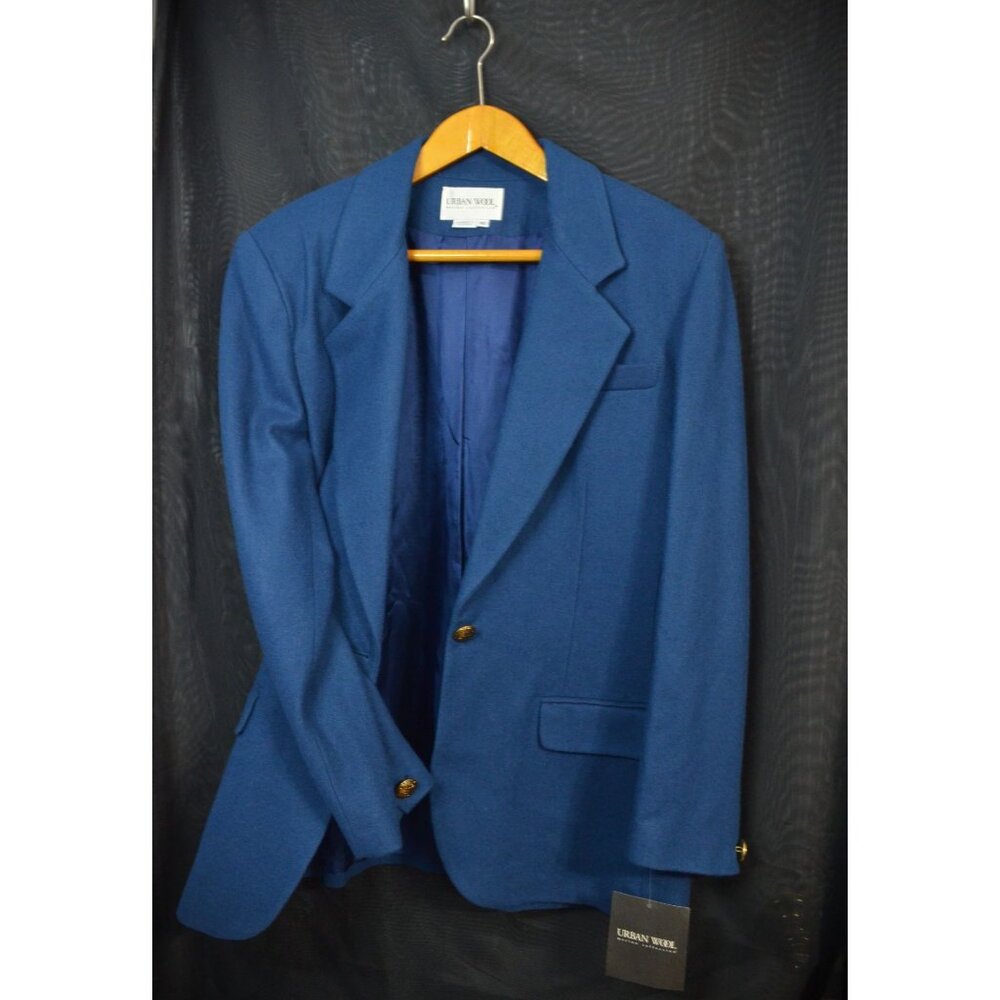 Urban Wool BLAZER Merino QVC Navy Blue Jacket Sz 16